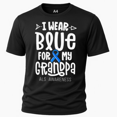 Blue Ribbon For Grandpa Disease ALS Awareness Family Cure Performance Shirt
