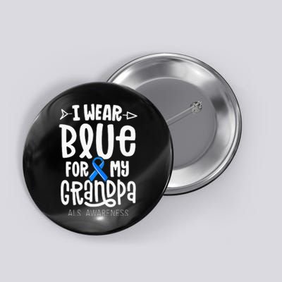 Blue Ribbon For Grandpa Disease ALS Awareness Family Cure Button