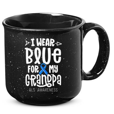 Blue Ribbon For Grandpa Disease ALS Awareness Family Cure 15oz Campfire Ceramic Mug