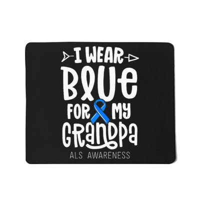 Blue Ribbon For Grandpa Disease ALS Awareness Family Cure Mousepad