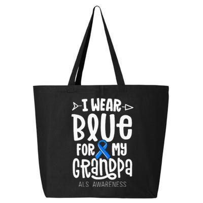 Blue Ribbon For Grandpa Disease ALS Awareness Family Cure 25L Jumbo Tote