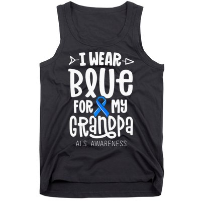 Blue Ribbon For Grandpa Disease ALS Awareness Family Cure Tank Top