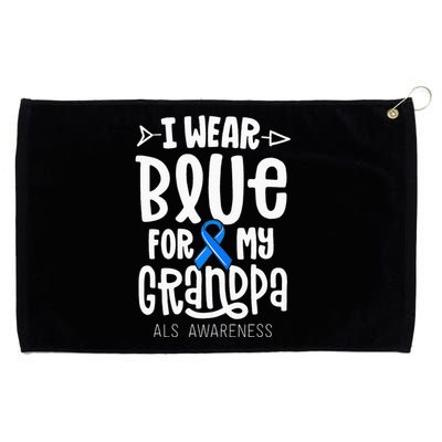 Blue Ribbon For Grandpa Disease ALS Awareness Family Cure Grommeted Golf Towel