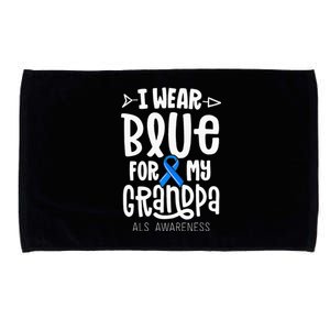 Blue Ribbon For Grandpa Disease ALS Awareness Family Cure Microfiber Hand Towel