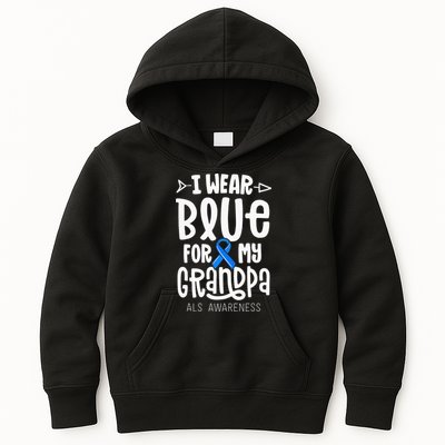 Blue Ribbon For Grandpa Disease ALS Awareness Family Cure Kids Hoodie
