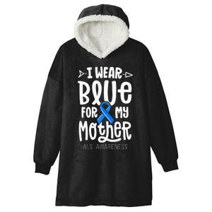 Blue Ribbon For Mother Mom ALS Awareness Family Cure Hooded Wearable Blanket