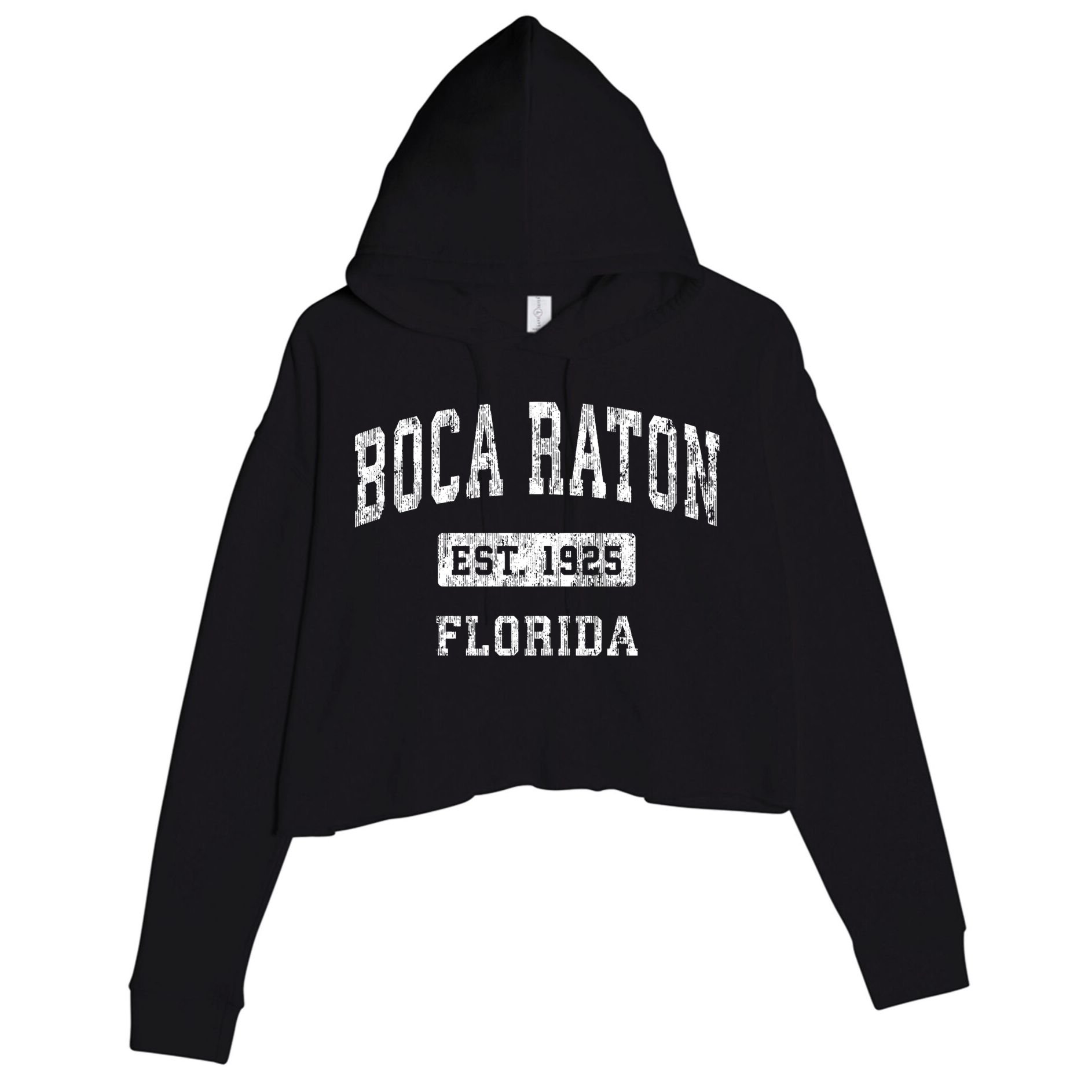 Boca Raton Florida Fl Vintage Established Sports Crop Fleece Hoodie