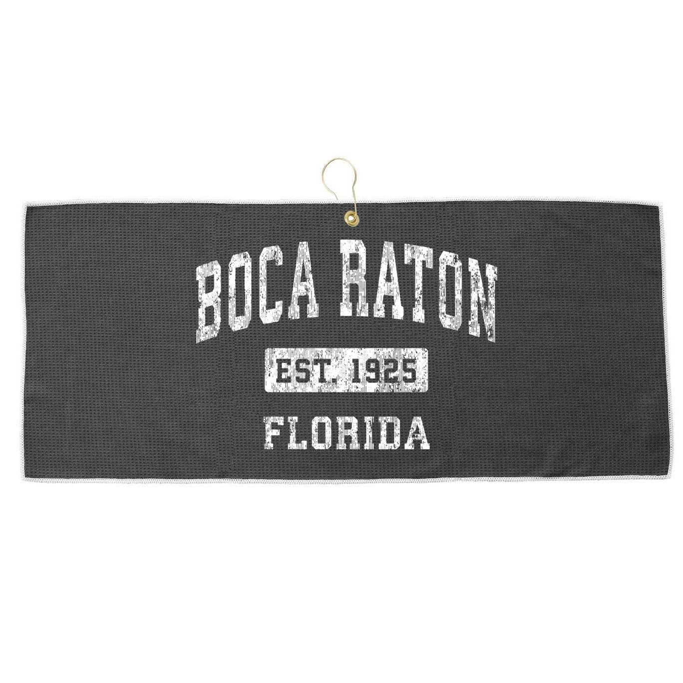 Boca Raton Florida Fl Vintage Established Sports Large Microfiber Waffle Golf Towel