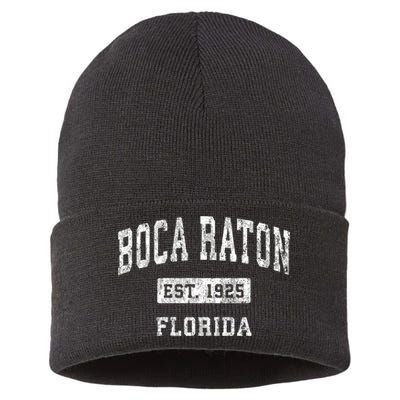 Boca Raton Florida Fl Vintage Established Sports Sustainable Knit Beanie