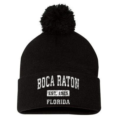 Boca Raton Florida Fl Vintage Established Sports Pom Pom 12in Knit Beanie