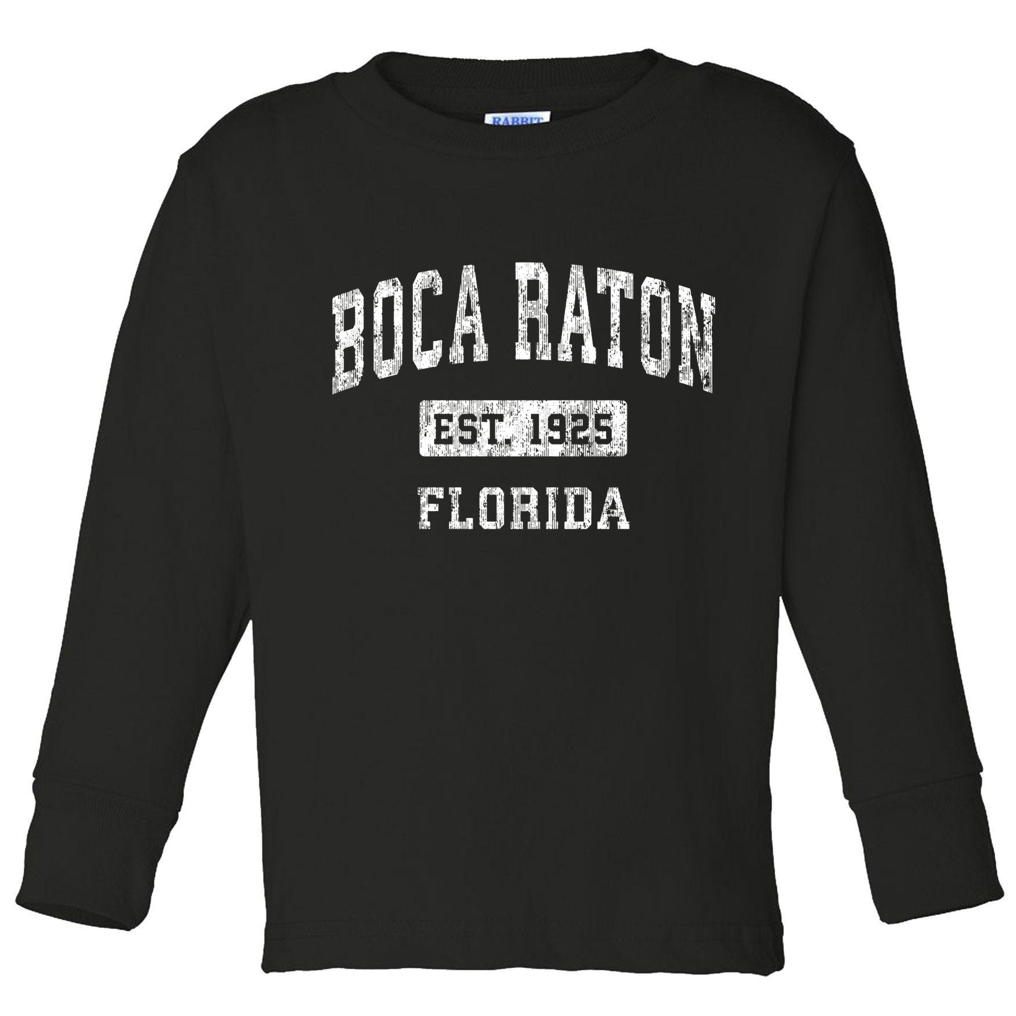 Boca Raton Florida Fl Vintage Established Sports Toddler Long Sleeve Shirt