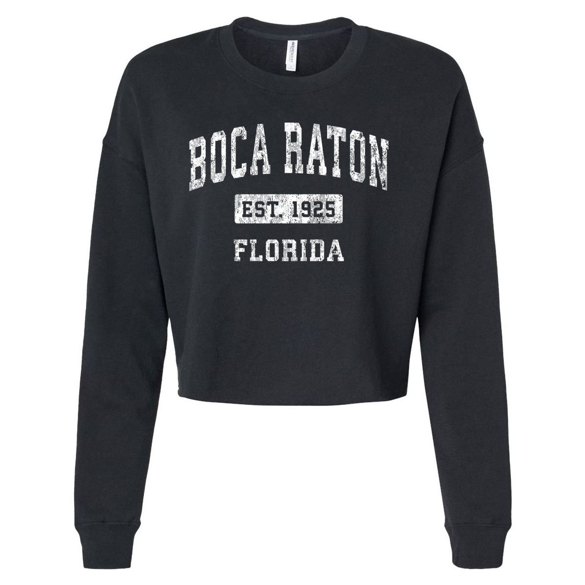 Boca Raton Florida Fl Vintage Established Sports Cropped Pullover Crew