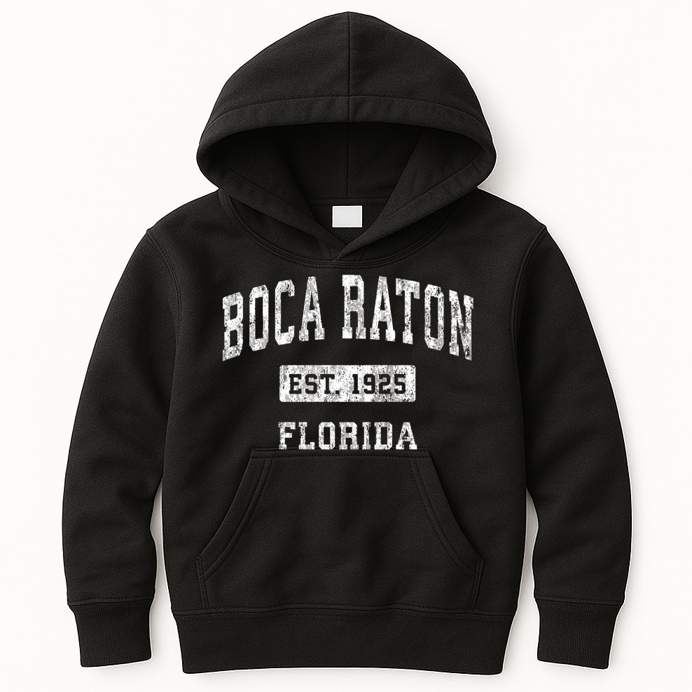 Boca Raton Florida Fl Vintage Established Sports Kids Hoodie