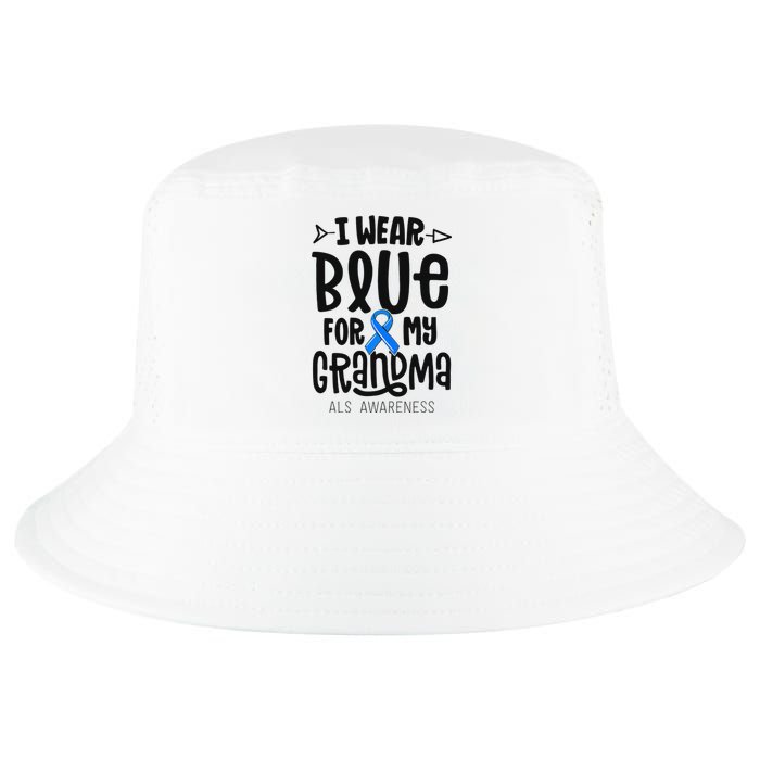 Blue Ribbon For Grandma Disease ALS Awareness Family Cure Cool Comfort Performance Bucket Hat