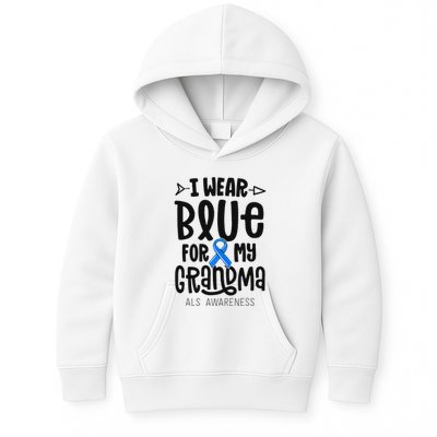 Blue Ribbon For Grandma Disease ALS Awareness Family Cure Kids Hoodie