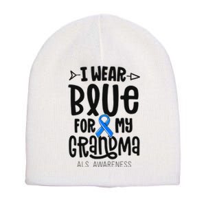 Blue Ribbon For Grandma Disease ALS Awareness Family Cure Short Acrylic Beanie