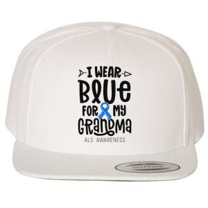 Blue Ribbon For Grandma Disease ALS Awareness Family Cure Wool Snapback Cap