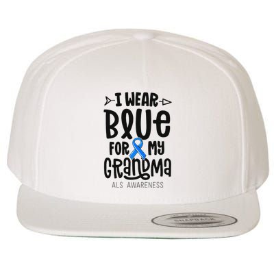 Blue Ribbon For Grandma Disease ALS Awareness Family Cure Wool Snapback Cap