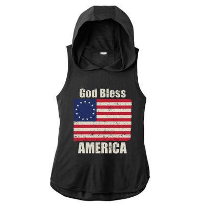 Betsy Ross Flag 1776 Revolutionary War God Bless America Gift Ladies PosiCharge Tri-Blend Wicking Draft Hoodie Tank