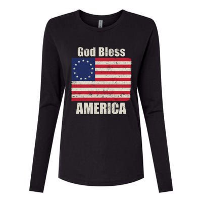 Betsy Ross Flag 1776 Revolutionary War God Bless America Gift Womens Cotton Relaxed Long Sleeve T-Shirt