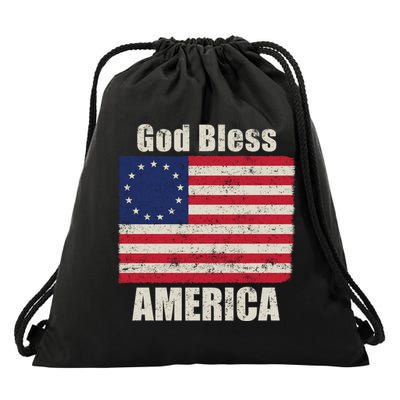 Betsy Ross Flag 1776 Revolutionary War God Bless America Gift Drawstring Bag