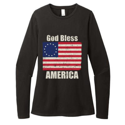 Betsy Ross Flag 1776 Revolutionary War God Bless America Gift Womens CVC Long Sleeve Shirt