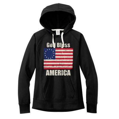 Betsy Ross Flag 1776 Revolutionary War God Bless America Gift Women's Fleece Hoodie