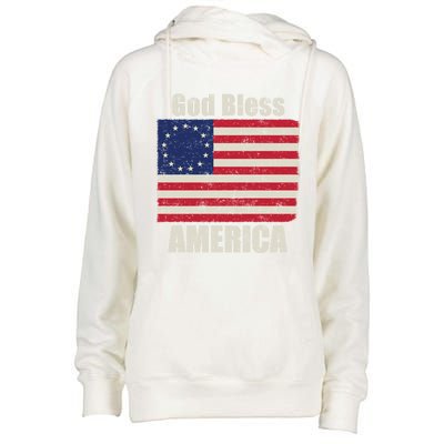 Betsy Ross Flag 1776 Revolutionary War God Bless America Gift Womens Funnel Neck Pullover Hood