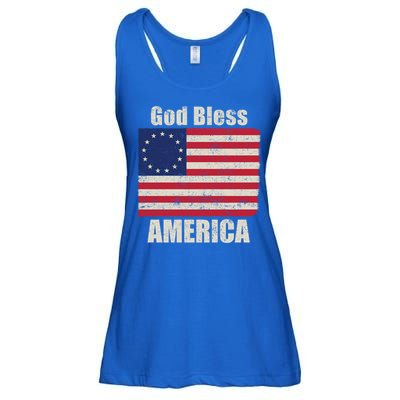 Betsy Ross Flag 1776 Revolutionary War God Bless America Gift Ladies Essential Flowy Tank