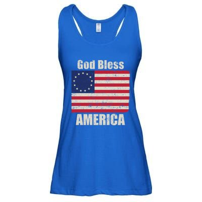 Betsy Ross Flag 1776 Revolutionary War God Bless America Gift Ladies Essential Flowy Tank