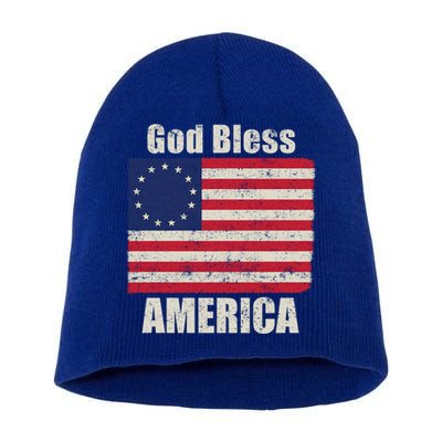 Betsy Ross Flag 1776 Revolutionary War God Bless America Gift Short Acrylic Beanie