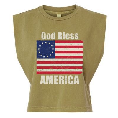 Betsy Ross Flag 1776 Revolutionary War God Bless America Gift Garment-Dyed Women's Muscle Tee