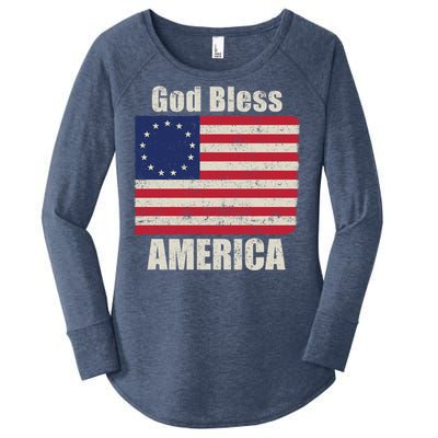 Betsy Ross Flag 1776 Revolutionary War God Bless America Gift Women's Perfect Tri Tunic Long Sleeve Shirt