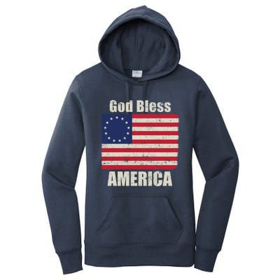 Betsy Ross Flag 1776 Revolutionary War God Bless America Gift Women's Pullover Hoodie