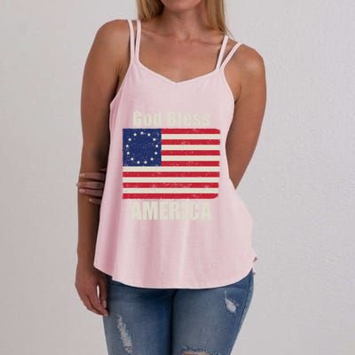 Betsy Ross Flag 1776 Revolutionary War God Bless America Gift Women's Strappy Tank