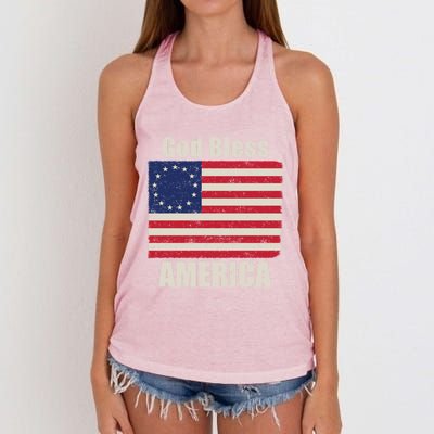 Betsy Ross Flag 1776 Revolutionary War God Bless America Gift Women's Knotted Racerback Tank