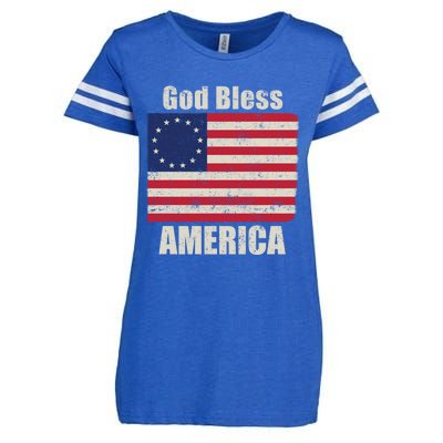 Betsy Ross Flag 1776 Revolutionary War God Bless America Gift Enza Ladies Jersey Football T-Shirt