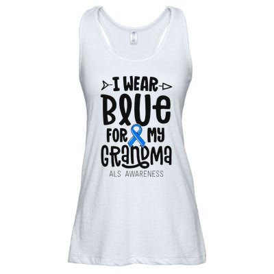 Blue Ribbon For Grandma Disease ALS Awareness Family Cure Ladies Essential Flowy Tank