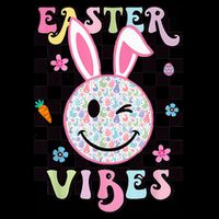 Bunny Rabbit Face Easter Vibes Groovy Happy Face 16 in Basic Backpack