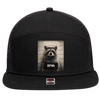 Bruh Raccoon Funny Trash Panda Lover Racoon Meme 7 Panel Mesh Trucker Snapback Hat