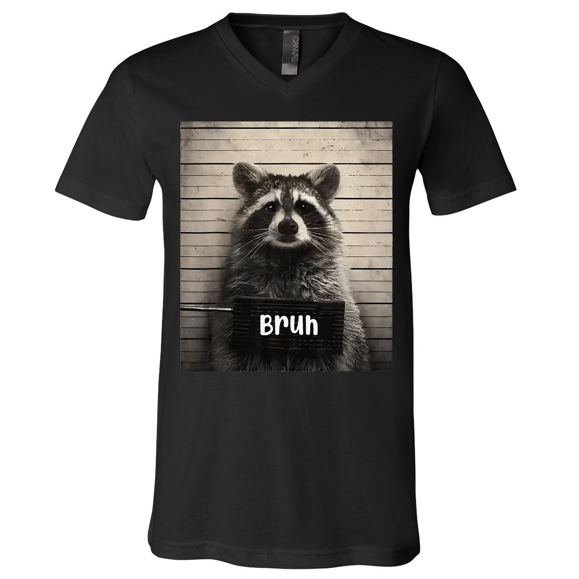Bruh Raccoon Funny Trash Panda Lover Racoon Meme V-Neck T-Shirt