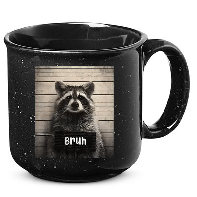 Bruh Raccoon Funny Trash Panda Lover Racoon Meme 15oz Campfire Ceramic Mug