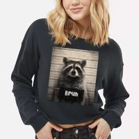 Bruh Raccoon Funny Trash Panda Lover Racoon Meme Cropped Pullover Crew