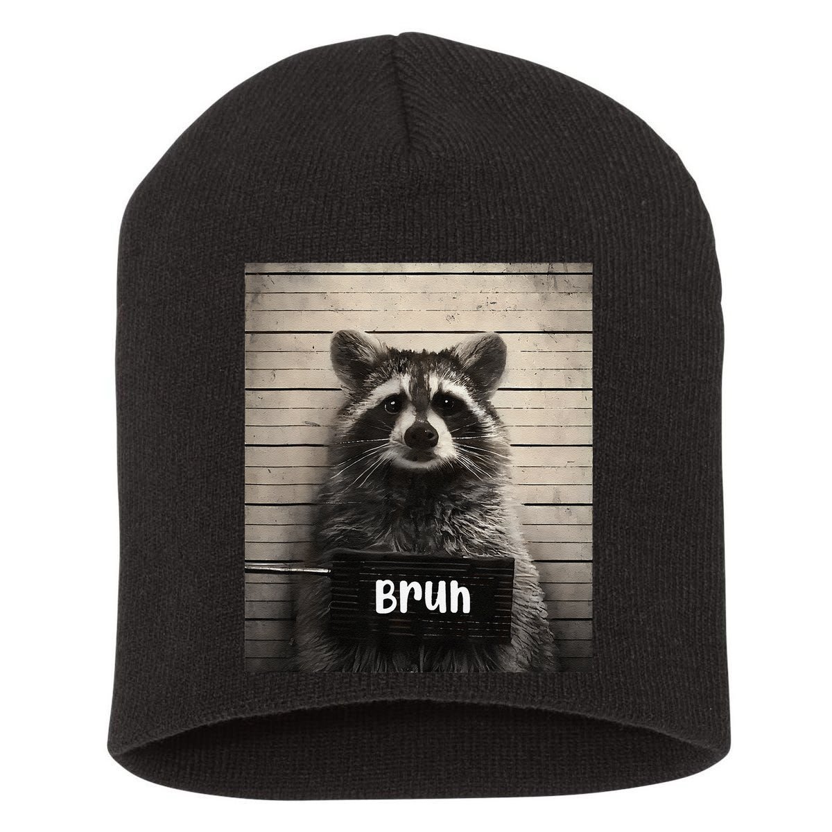 Bruh Raccoon Funny Trash Panda Lover Racoon Meme Short Acrylic Beanie