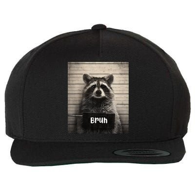 Bruh Raccoon Funny Trash Panda Lover Racoon Meme Wool Snapback Cap