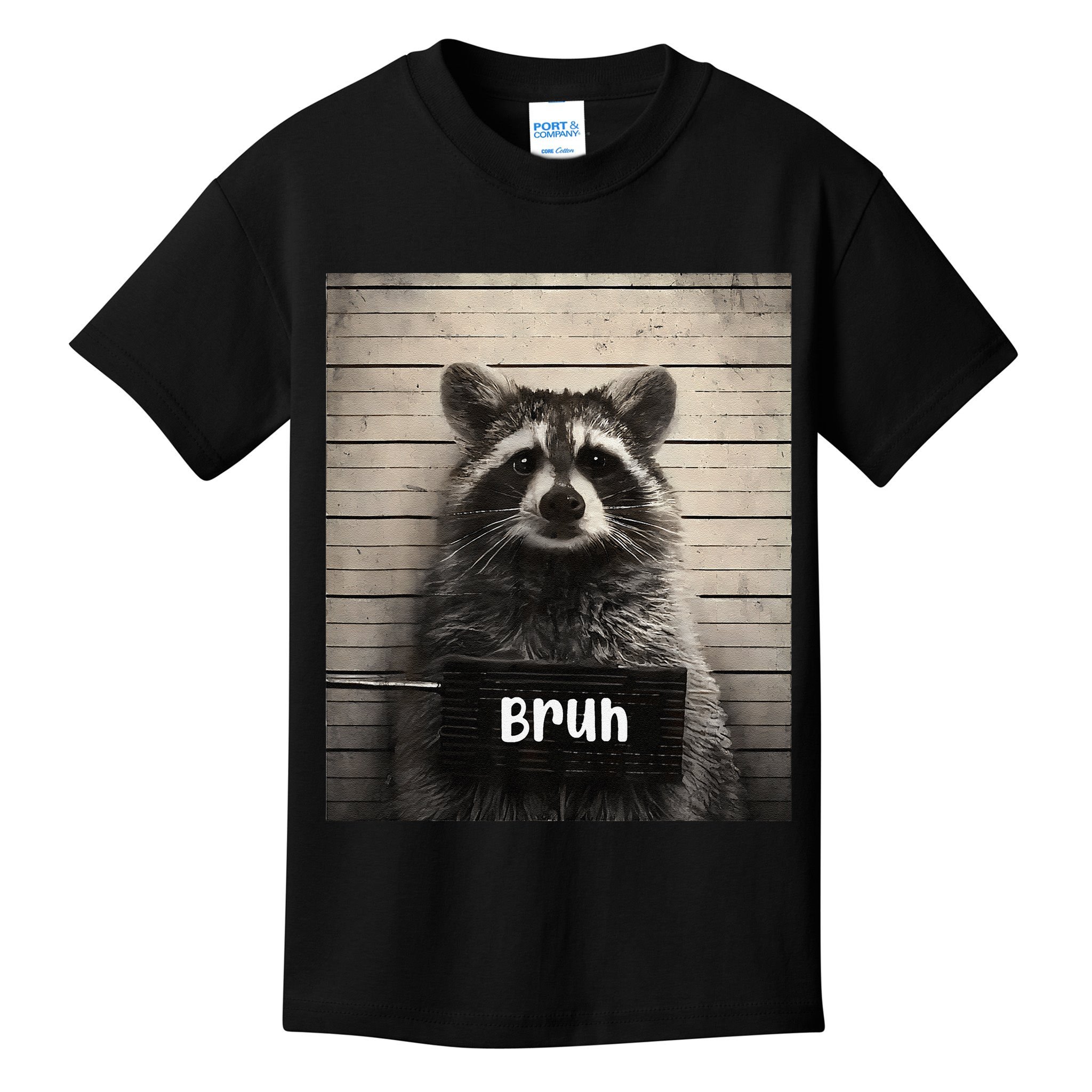 Bruh Raccoon Funny Trash Panda Lover Racoon Meme Kids T-Shirt