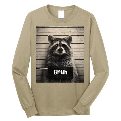 Bruh Raccoon Funny Trash Panda Lover Racoon Meme Long Sleeve Shirt