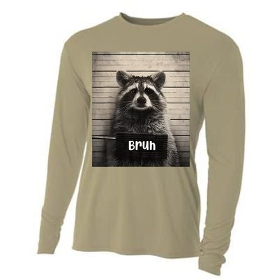 Bruh Raccoon Funny Trash Panda Lover Racoon Meme Cooling Performance Long Sleeve Crew