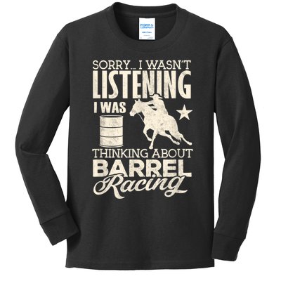 Barrel Racer Girl Wasn't Listening Barrel Racing Horse Kids Long Sleeve Shirt