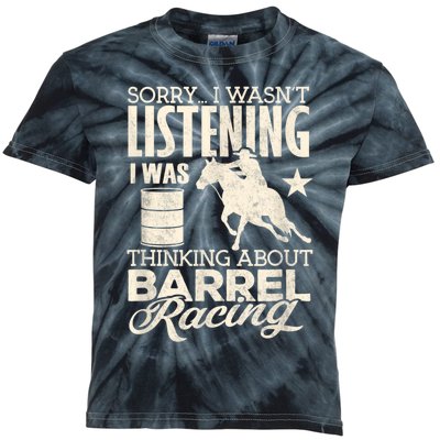 Barrel Racer Girl Wasn't Listening Barrel Racing Horse Kids Tie-Dye T-Shirt